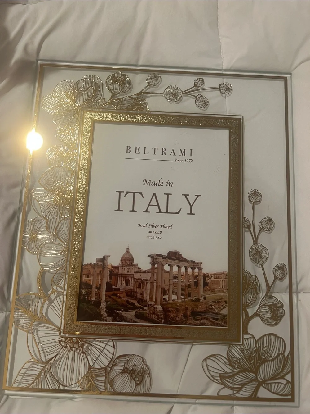 Beltrami Gold tone silver plated Picture Frame - Made in Italy New OPEN BOX-5x7